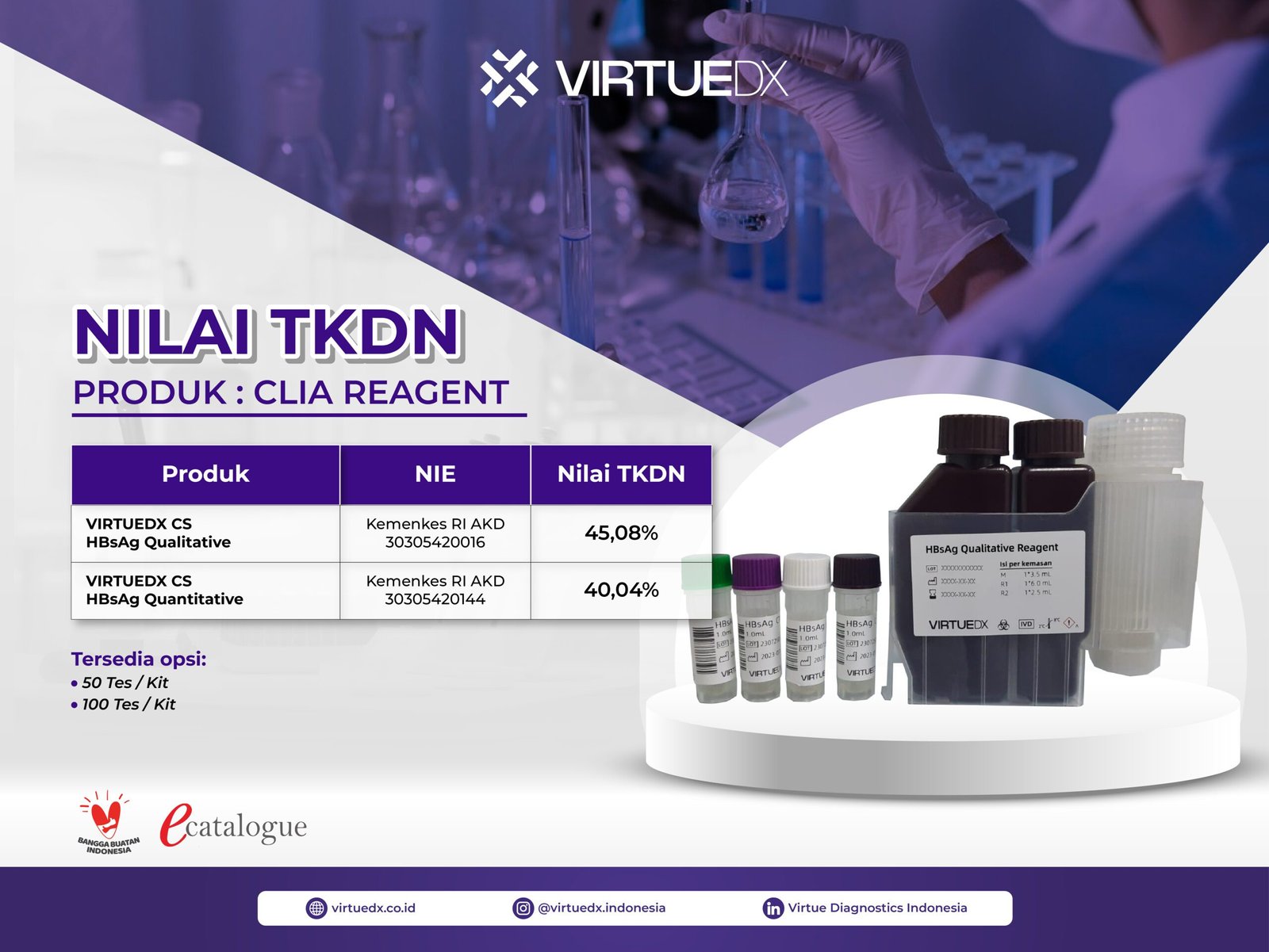 Produk AKD Berkualitas! CLIA & Biochemistry Reagent VIRTUEDX Raih Sertifikat TKDN Tinggi